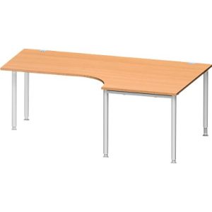 Schäfer Shop Genius Winkelschreibtisch MODENA FLEX 90°, Ansatz rechts, einseitig, verkürzte Seitenteile, 4-Fuß-Rundrohr, Buche-Dekor/weißaluminium Schäfer Shop Genius Winkelschreibtisch MODENA FLEX 90°, Ansatz rechts, einseitig, verkürzte Seitenteile, 4-Fuß-Rundrohr, Buche-Dekor/weißaluminium