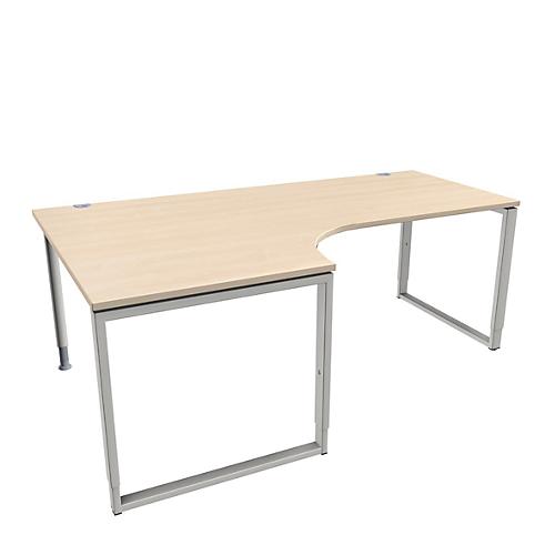 Schäfer Shop Genius Winkelschreibtisch MODENA FLEX, 90°, Bügelfuß, Ansatz links, B 2000 mm, Ahorn-Dekor