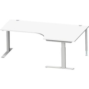 Schäfer Shop Genius Winkelschreibtisch MODENA FLEX 90°, C-Fuß-Rechteckrohr, B 2000 mm, Ansatz rechts, weiß/weißalu Schäfer Shop Genius Winkelschreibtisch MODENA FLEX 90°, C-Fuß-Rechteckrohr, B 2000 mm, Ansatz rechts, weiß/weißalu
