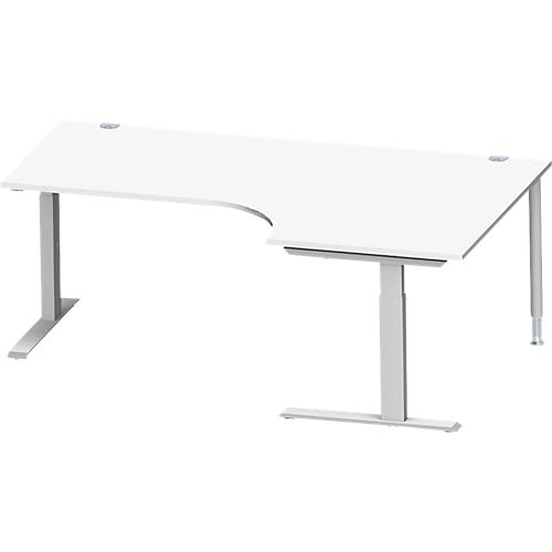 Schäfer Shop Genius Winkelschreibtisch MODENA FLEX 90°, C-Fuß-Rechteckrohr, B 2000 mm, Ansatz rechts, weiß/weißalu