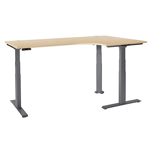 Schäfer Shop Genius Winkelschreibtisch Modena Flex, elektrisch höhenverstellbar, 90° Winkel, T-Fuß, B 2000 mm, Ahorn/anthrazit