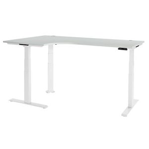 Schäfer Shop Genius Winkelschreibtisch Modena Flex, elektrisch höhenverstellbar, 90° Winkel, T-Fuß, B 2000 mm, lichtgrau/weiß Schäfer Shop Genius Winkelschreibtisch Modena Flex, elektrisch höhenverstellbar, 90° Winkel, T-Fuß, B 2000 mm, lichtgrau/weiß