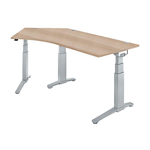 Schäfer Shop Genius Winkelschreibtisch PLANOVA ERGOSTYLE, elektrisch höhenverstellbar, 135° Winkel links, C-Fuß, B 2165 mm, Eiche/weißalu
