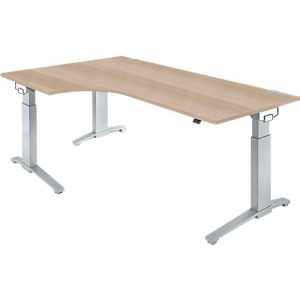 Schäfer Shop Genius Winkelschreibtisch PLANOVA ERGOSTYLE, elektrisch höhenverstellbar, 90° Winkel links, C-Fuß, B 2000 mm, Eiche/weißalu Schäfer Shop Genius Winkelschreibtisch PLANOVA ERGOSTYLE, elektrisch höhenverstellbar, 90° Winkel links, C-Fuß, B 2000 mm, Eiche/weißalu