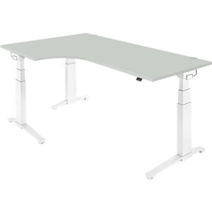 Schäfer Shop Genius Winkelschreibtisch PLANOVA ERGOSTYLE, elektrisch höhenverstellbar, 90° Winkel links, C-Fuß, B 2000 mm, lichtgrau/weiß Schäfer Shop Genius Winkelschreibtisch PLANOVA ERGOSTYLE, elektrisch höhenverstellbar, 90° Winkel links, C-Fuß, B 2000 mm, lichtgrau/weiß