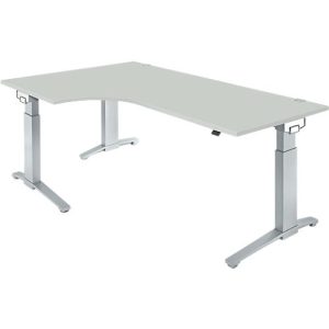 Schäfer Shop Genius Winkelschreibtisch PLANOVA ERGOSTYLE, elektrisch höhenverstellbar, 90° Winkel links, C-Fuß, B 2000 mm, lichtgrau/weißalu Schäfer Shop Genius Winkelschreibtisch PLANOVA ERGOSTYLE, elektrisch höhenverstellbar, 90° Winkel links, C-Fuß, B 2000 mm, lichtgrau/weißalu