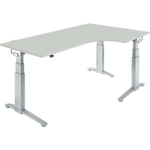 Schäfer Shop Genius Winkelschreibtisch PLANOVA ERGOSTYLE, elektrisch höhenverstellbar, 90° Winkel rechts, C-Fuß, B 2000 mm, lichtgrau/weißalu Schäfer Shop Genius Winkelschreibtisch PLANOVA ERGOSTYLE, elektrisch höhenverstellbar, 90° Winkel rechts, C-Fuß, B 2000 mm, lichtgrau/weißalu