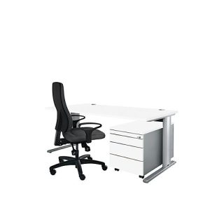 Schäfer Shop Pure Planova Basic Schreibtisch und Rollcontainer 1233, weiß/weißalu Schäfer Shop Pure Planova Basic Schreibtisch und Rollcontainer 1233, weiß/weißalu