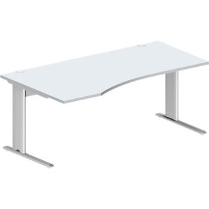 Schäfer Shop Pure Schreibtisch PLANOVA BASIC, Freiform, Ansatz links, C-Fuß, B 1800 x T 1000/800 x H 717 mm, lichtgrau/weiß + Kabelkanal Schäfer Shop Pure Schreibtisch PLANOVA BASIC, Freiform, Ansatz links, C-Fuß, B 1800 x T 1000/800 x H 717 mm, lichtgrau/weiß + Kabelkanal