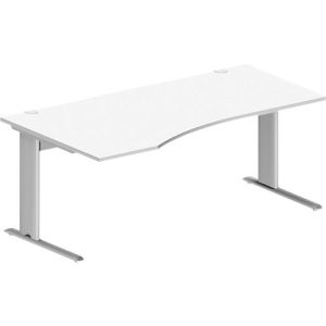 Schäfer Shop Pure Schreibtisch PLANOVA BASIC, Freiform, Ansatz links, C-Fuß, B 1800 x T 1000/800 x H 717 mm, weiß/weißalu + Kabelkanal Schäfer Shop Pure Schreibtisch PLANOVA BASIC, Freiform, Ansatz links, C-Fuß, B 1800 x T 1000/800 x H 717 mm, weiß/weißalu + Kabelkanal