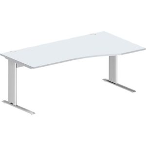 Schäfer Shop Pure Schreibtisch PLANOVA BASIC, Freiform, Ansatz rechts, C-Fuß, B 1800 x T 1000/800 x H 717 mm, lichtgrau/weiß + Kabelkanal Schäfer Shop Pure Schreibtisch PLANOVA BASIC, Freiform, Ansatz rechts, C-Fuß, B 1800 x T 1000/800 x H 717 mm, lichtgrau/weiß + Kabelkanal