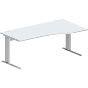 Schäfer Shop Pure Schreibtisch PLANOVA BASIC, Freiform, Ansatz rechts, C-Fuß, B 1800 x T 1000/800 x H 717 mm, lichtgrau/weißalu + Kabelkanal Schäfer Shop Pure Schreibtisch PLANOVA BASIC, Freiform, Ansatz rechts, C-Fuß, B 1800 x T 1000/800 x H 717 mm, lichtgrau/weißalu + Kabelkanal