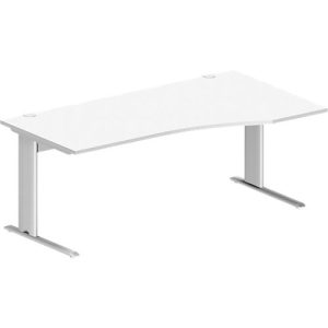 Schäfer Shop Pure Schreibtisch PLANOVA BASIC, Freiform, Ansatz rechts, C-Fuß, B 1800 x T 1000/800 x H 717 mm, weiß + Kabelkanal Schäfer Shop Pure Schreibtisch PLANOVA BASIC, Freiform, Ansatz rechts, C-Fuß, B 1800 x T 1000/800 x H 717 mm, weiß + Kabelkanal