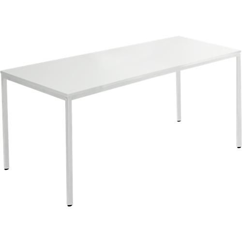 Schäfer Shop Pure Stahlrohrtisch, Rechteck, Quadratrohrfuß, B 1400 x T 700 x H 720 mm, lichtgrau/lichtgrau