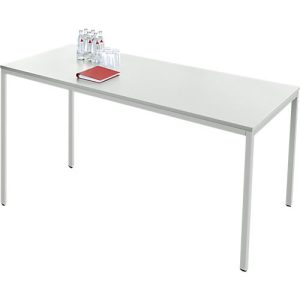 Schäfer Shop Pure Stahlrohrtisch, Rechteck, Quadratrohrfuß, B 1600 x T 700 x H 720 mm, lichtgrau/lichtgrau Schäfer Shop Pure Stahlrohrtisch, Rechteck, Quadratrohrfuß, B 1600 x T 700 x H 720 mm, lichtgrau/lichtgrau