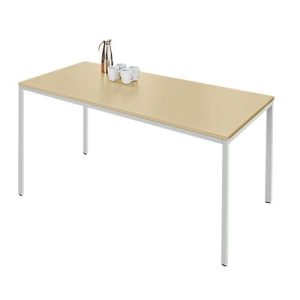 Schäfer Shop Pure Stahlrohrtisch, Rechteck, Quadratrohrfuß, B 1600 x T 800 x H 720 mm, Ahorn/weißaluminium Schäfer Shop Pure Stahlrohrtisch, Rechteck, Quadratrohrfuß, B 1600 x T 800 x H 720 mm, Ahorn/weißaluminium