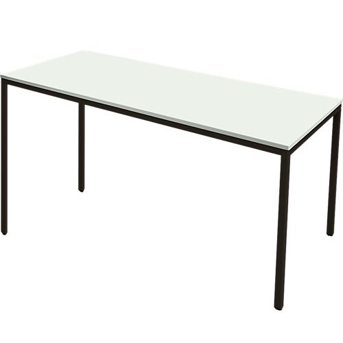 Schäfer Shop Pure Stahlrohrtisch, Rechteck, Quadratrohrfuß, B 1600 x T 800 x H 720 mm, lichtgrau/schwarz