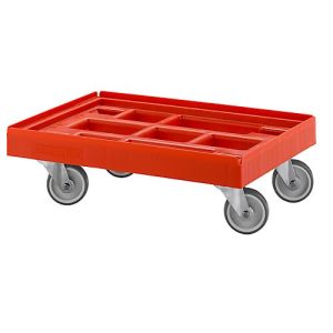 Schäfer Shop Pure Transportroller, Euronorm, bis 300 kg, mit Stapelrand, Lenkrollen, L 610 x B 410 mm, HDPE & TPU, feuerrot RAL 3000 Schäfer Shop Pure Transportroller, Euronorm, bis 300 kg, mit Stapelrand, Lenkrollen, L 610 x B 410 mm, HDPE & TPU, feuerrot RAL 3000