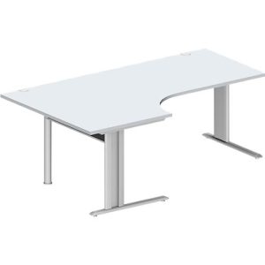 Schäfer Shop Pure Winkelschreibtisch PLANOVA BASIC, 90° Winkel links, C-Fuß, B 2000 x T 1200/800 x H 717 mm, lichtgrau/weißalu + Kabelkanal Schäfer Shop Pure Winkelschreibtisch PLANOVA BASIC, 90° Winkel links, C-Fuß, B 2000 x T 1200/800 x H 717 mm, lichtgrau/weißalu + Kabelkanal