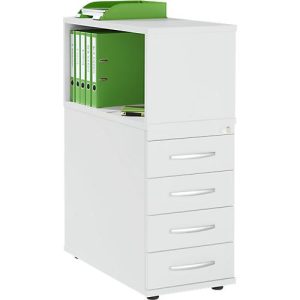 Schäfer Shop Select Anstellcontainer LOGIN, mit Aufsatzregal, 4 Schübe, B 409 x T 800 x H 1120 mm, Holz, abschließbar, lichtgrau/lichtgrau Schäfer Shop Select Anstellcontainer LOGIN, mit Aufsatzregal, 4 Schübe, B 409 x T 800 x H 1120 mm, Holz, abschließbar, lichtgrau/lichtgrau