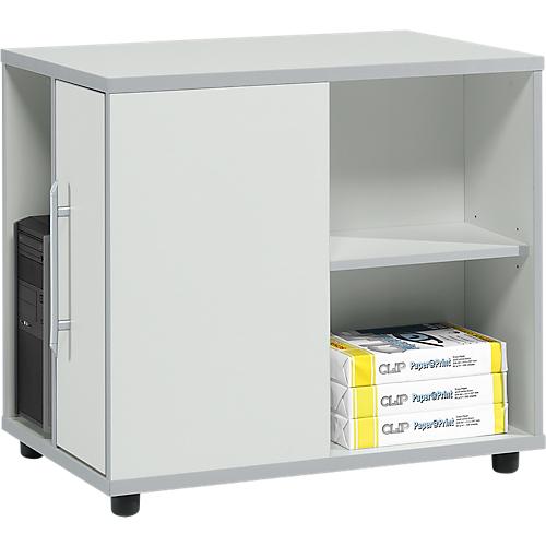Schäfer Shop Select Anstellcontainer Moxxo IQ, PC-Towerfach, 1 Tür, 2 seitliche Fächer, B 551 x T 800 x H 720 mm, lichtgrau