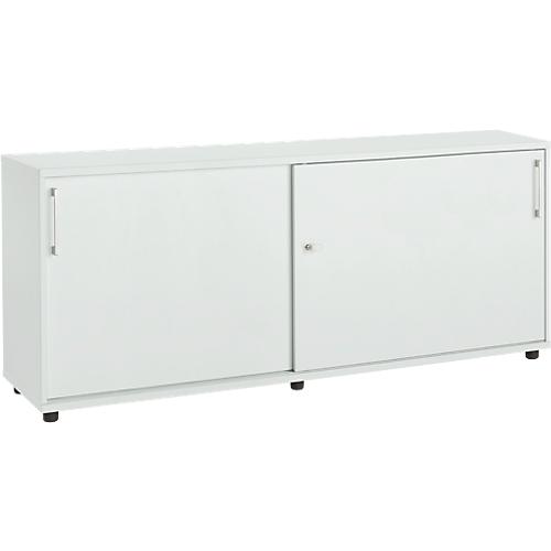 Schäfer Shop Select Anstellschiebetürenschrank, aus Holz, 2 Fachböden, B 1600 mm x T 421 x H 750 mm, lichtgrau
