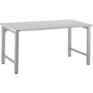 Schäfer Shop Select Arbeitstisch, manuell höhenverstellbar, 4-Fußgestell, B 1600 x T 800 x H 680-960 mm, Holz & Stahl, lichtgrau/weißaluminium Schäfer Shop Select Arbeitstisch, manuell höhenverstellbar, 4-Fußgestell, B 1600 x T 800 x H 680-960 mm, Holz & Stahl, lichtgrau/weißaluminium