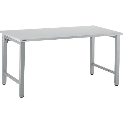 Schäfer Shop Select Arbeitstisch, manuell höhenverstellbar, 4-Fußgestell, B 1600 x T 800 x H 680-960 mm, Holz & Stahl, lichtgrau/weißaluminium