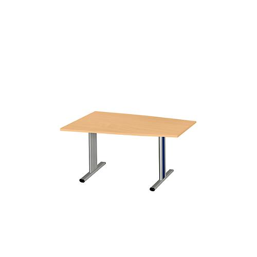 Schäfer Shop Select Besprechungstisch MODENA Basic, Tonne, T-Fuß, B 1400 x T 1000 x H 717 mm, Buche/weißaluminium RAL 9006