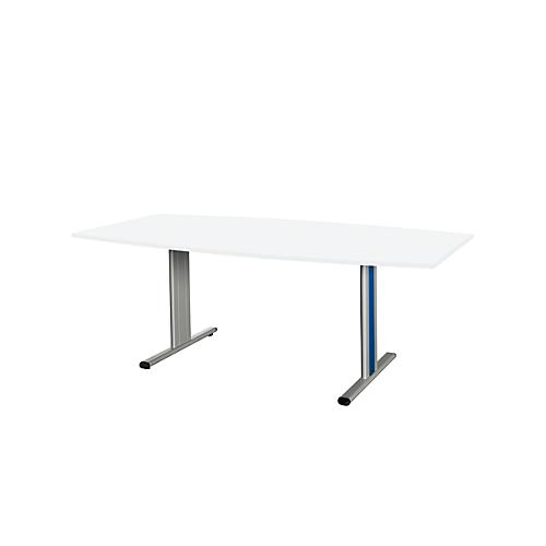 Schäfer Shop Select Besprechungstisch Planova Basic, Boot, T-Fuß, B 2000 x T 1000 x H 717 mm, weiß/weißaluminium RAL 9006