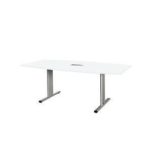 Schäfer Shop Select Besprechungstisch Planova Basic, mit Tischanschlussfeld, Boot, T-Fuß, B 2000 x T 1000 x H 717 mm, weiß/weißaluminium RAL 9006 Schäfer Shop Select Besprechungstisch Planova Basic, mit Tischanschlussfeld, Boot, T-Fuß, B 2000 x T 1000 x H 717 mm, weiß/weißaluminium RAL 9006
