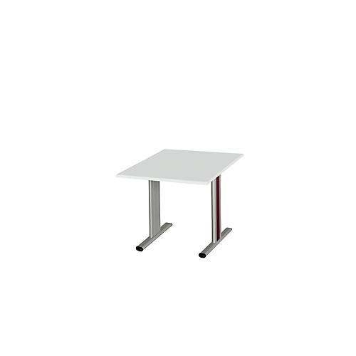 Schäfer Shop Select Besprechungstisch Planova Basic, Quadrat, T-Fuß, B 1000 x T 1000 x H 717 mm, lichtgrau/weißaluminium RAL 9006