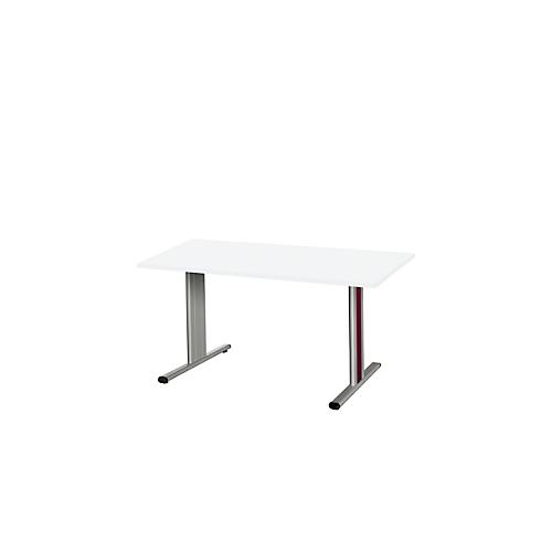 Schäfer Shop Select Besprechungstisch Planova Basic, Rechteck, T-Fuß, B 1400 x T 800 x H 717 mm, weiß/weißaluminium RAL 9006