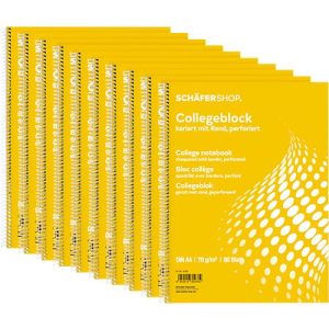 Schäfer Shop Select Collegeblöcke, Format A4, 80 Blatt, kariert, 10 Stück Schäfer Shop Select Collegeblöcke, Format A4, 80 Blatt, kariert, 10 Stück