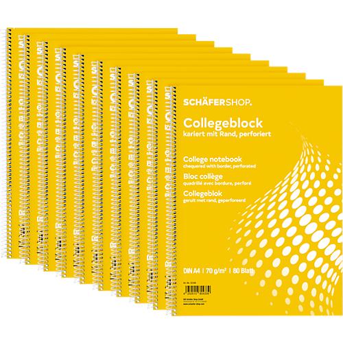 Schäfer Shop Select Collegeblöcke, Format A4, 80 Blatt, kariert, 10 Stück