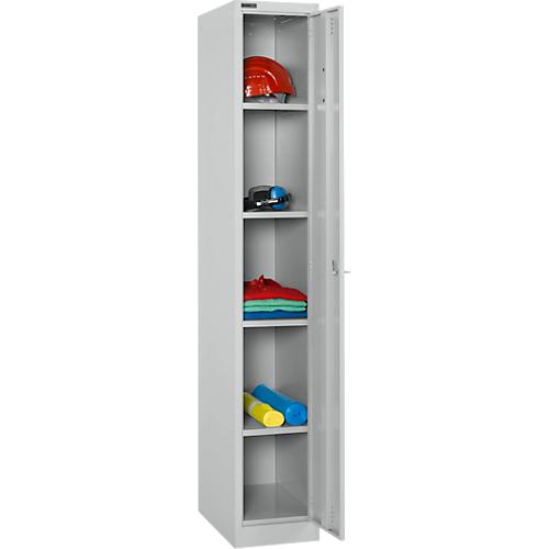Schäfer Shop Select Garderobenspind, 1 Abteil, 1-türig, 4 Einlegeböden, B 300 x T 457 x H 1800 mm, Qualitätsfeinblech, abschließbar