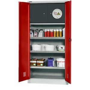 Schäfer Shop Select Gefahrstoffschrank, Stahl, B 950 x T 500 x H 1935 mm, 2 Einlegewannen & 1 WHG-Wanne à 18 l, mit Sicherheitsfach Typ 30 Schäfer Shop Select Gefahrstoffschrank, Stahl, B 950 x T 500 x H 1935 mm, 2 Einlegewannen & 1 WHG-Wanne à 18 l, mit Sicherheitsfach Typ 30