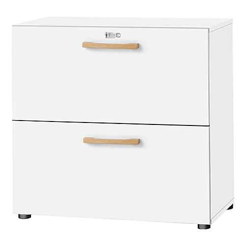 Schäfer Shop Select Hängeregistraturschrank Start Off Wood, 2 OH, Durchfassgriffe, B 800 x T 420 x H 788 mm, Holz, weiß