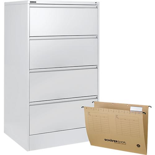 Schäfer Shop Select Hängeregistraturschrank, zweibahnig + 50 Hängeregistraturmappen