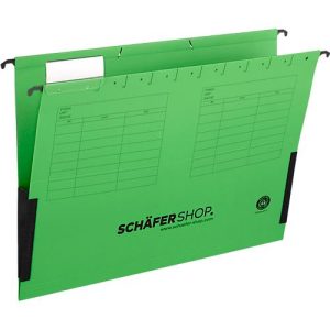 Schäfer Shop Select Hängetasche, DIN A4, seitliche Leinenfrösche, grün, 25 Stück Schäfer Shop Select Hängetasche, DIN A4, seitliche Leinenfrösche, grün, 25 Stück