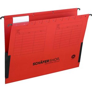 Schäfer Shop Select Hängetasche, DIN A4, seitliche Leinenfrösche, rot, 25 Stück Schäfer Shop Select Hängetasche, DIN A4, seitliche Leinenfrösche, rot, 25 Stück