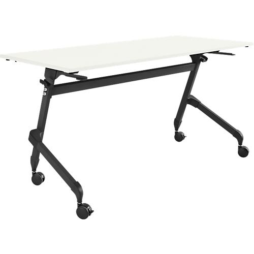 Schäfer Shop Select Klapptisch mit Rollen, Rechteck, Vierkantrohr, B 1400 x T 600 x H 720 mm, weiß/schwarz