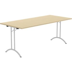 Schäfer Shop Select Klapptisch, Rechteck, Doppel-T-Fußgestell, Spezial-Klappbeschlag & Bodenausgleich, B 1800 x T 800 x H 720 mm, Ahorn-Dekor/alusilber Schäfer Shop Select Klapptisch, Rechteck, Doppel-T-Fußgestell, Spezial-Klappbeschlag & Bodenausgleich, B 1800 x T 800 x H 720 mm, Ahorn-Dekor/alusilber