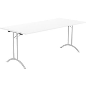Schäfer Shop Select Klapptisch, Rechteck, Doppel-T-Fußgestell, Spezial-Klappbeschlag & Bodenausgleich, B 1800 x T 800 x H 720 mm, weiß/alusilber Schäfer Shop Select Klapptisch, Rechteck, Doppel-T-Fußgestell, Spezial-Klappbeschlag & Bodenausgleich, B 1800 x T 800 x H 720 mm, weiß/alusilber