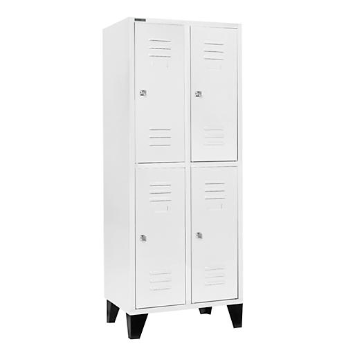 Schäfer Shop Select Kleiderspind mit 2 x 2 Abteilen, 400 mm, mit Füßen, Zylinderschloss, Tür lichtgrau