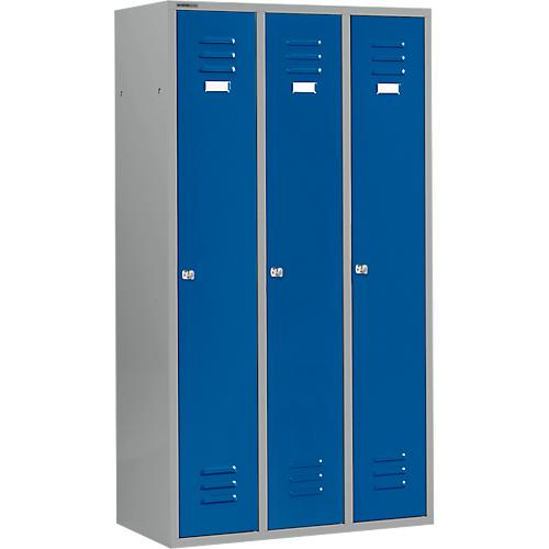 Schäfer Shop Select Kleiderspind mit 3 Abteilen, Zylinderschloss, hellsilber/enzianblau
