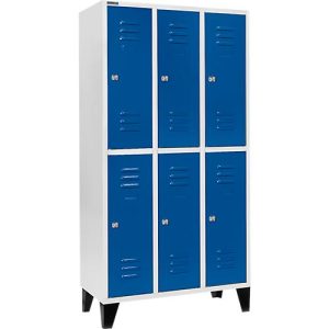 Schäfer Shop Select Kleiderspind, mit 3 x 2 Abteilen, 300 mm, mit Füßen, Zylinderschloss, Tür enzianblau Schäfer Shop Select Kleiderspind, mit 3 x 2 Abteilen, 300 mm, mit Füßen, Zylinderschloss, Tür enzianblau