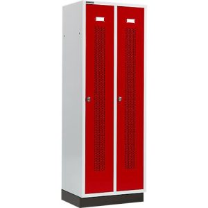 Schäfer Shop Select Kleiderspind, mit gelochten Streifen, 2 Abteile, 300 mm, mit Sockel, Drehriegelverschluss, Tür rubinrot Schäfer Shop Select Kleiderspind, mit gelochten Streifen, 2 Abteile, 300 mm, mit Sockel, Drehriegelverschluss, Tür rubinrot