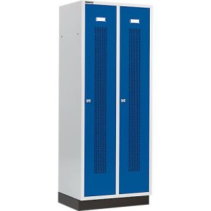 Schäfer Shop Select Kleiderspind, mit gelochten Streifen, 2 Abteile, 400 mm, mit Sockel, Zylinderschloss, Tür enzianblau Schäfer Shop Select Kleiderspind, mit gelochten Streifen, 2 Abteile, 400 mm, mit Sockel, Zylinderschloss, Tür enzianblau