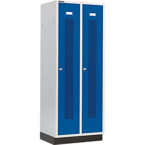 Schäfer Shop Select Kleiderspind, mit gelochten Streifen, 2 Abteile, 400 mm, mit Sockel, Zylinderschloss, Tür enzianblau